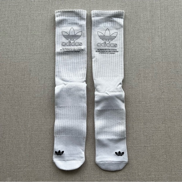 ADIDAS Brand With The 3 Stripes High White Socks - Picture 2 of 4